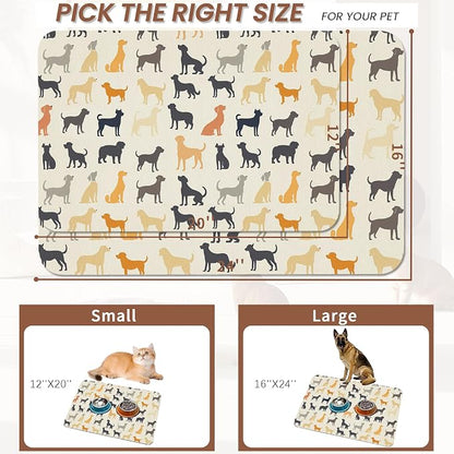 Cute Dog Cat Food Mat, Color Silhouette Absorbent Pet Feeding Mat - Image 2