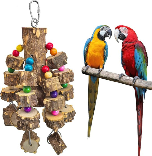 PINVNBY Wood Parrot Toys for Large Birds, Wire Link Durable Macaw Toys Extra by PINVNBY