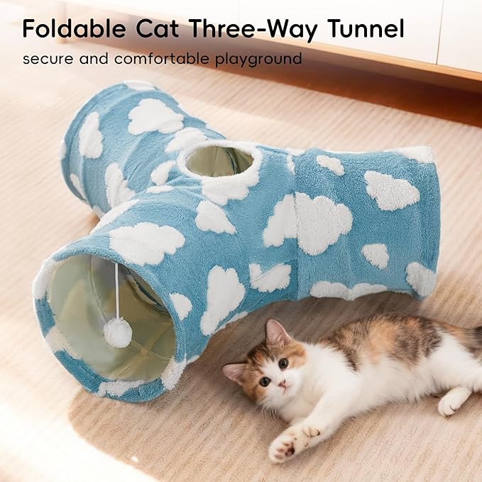 Tempcore Cat Tunnels for Indoor Cats, Cat Tube Toys 3 Way Collapsible, Pet Play - Image 4