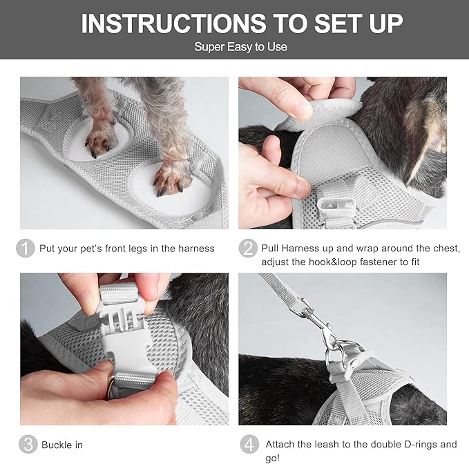 Fida Comfy Dog Harness with Leash, Cat Vest Harness Escape Proof, Breathable - Image 5