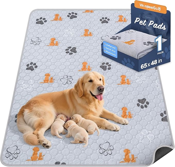 Washable Pee Pads for Dogs, 1 Pack Absorbent Reusable Training Dog Pads Pet by WanpeeGoo