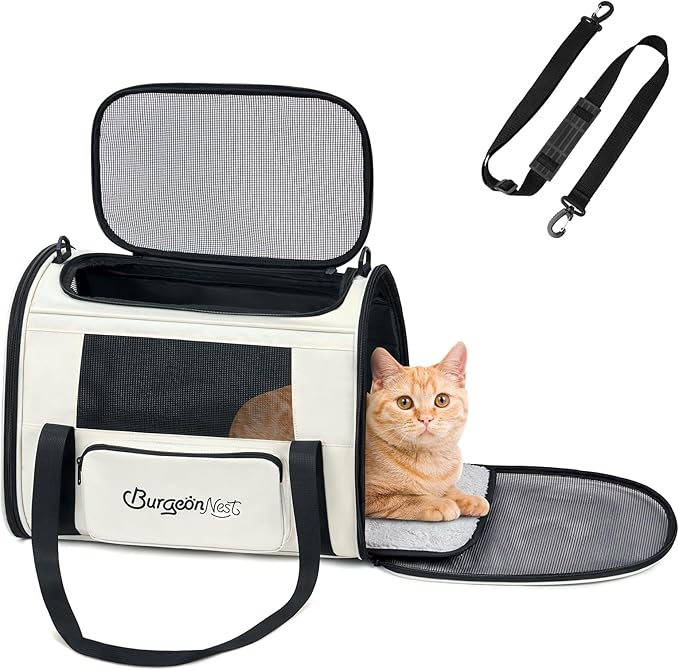 BurgeonNest Cat Carrier for Large Cats 20 lbs, Medium Pet Under 25 lbs by Lifelongfriendsbelovedfamily