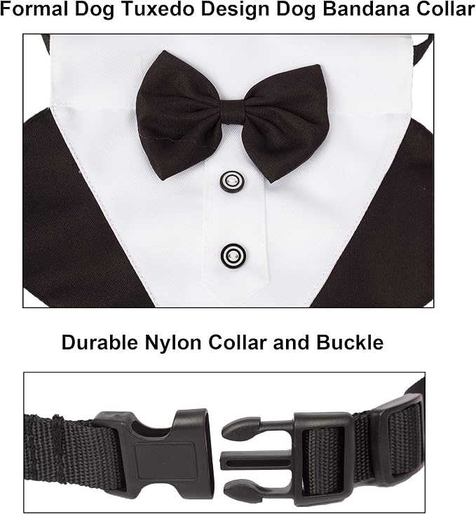 ADOGGYGO Formal Dog Tuxedo Wedding Pet Bandana Collar - Image 5