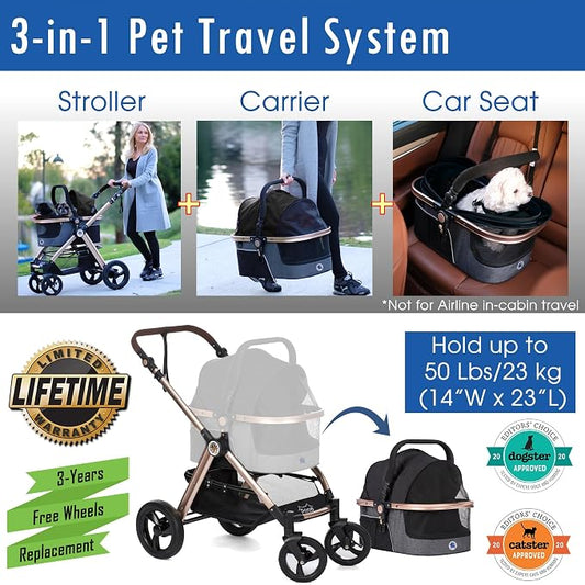 HPZ Pet Rover Prime 3-in-1 Luxury Dog/Cat Stroller - Image 2