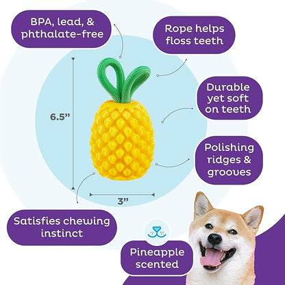 Outward Hound Dental Pineapple Dog Toy & Treat Stuffer, 6.8″ x 3.3″ - Image 3