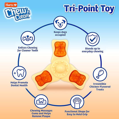 Hartz Chew ‘n Clean Chew Toy and Treat in One Chicken Flavored Tri-Point Dog Toy - Image 2