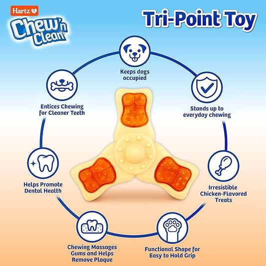 Hartz Chew ‘n Clean Chew Toy and Treat in One Chicken Flavored Tri-Point Dog Toy - Image 2