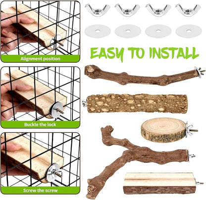 8PCS Natural Grape Wood Bird Perch Set - Image 5