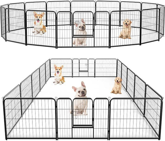 DUMOS Dog Playpen Indoor, Metal 24 Inch 16 Panels Foldable Pet Fence by DumosLifestyle