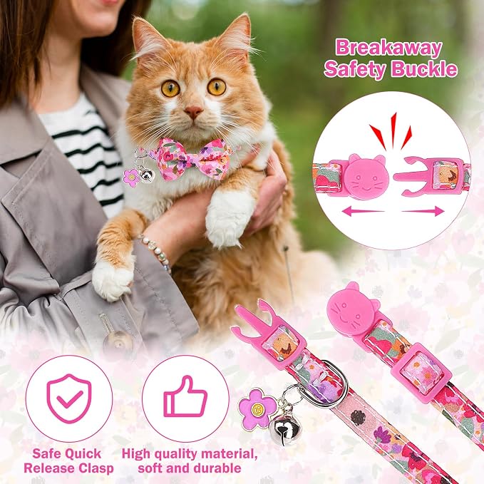 Cat Collar Breakaway with Bells, Small Cat Collar with Bow - Image 2