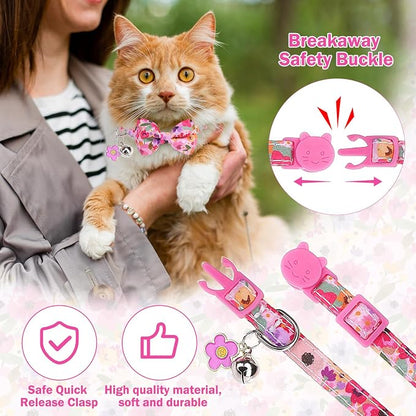 Cat Collar Breakaway with Bells, Small Cat Collar with Bow - Image 2