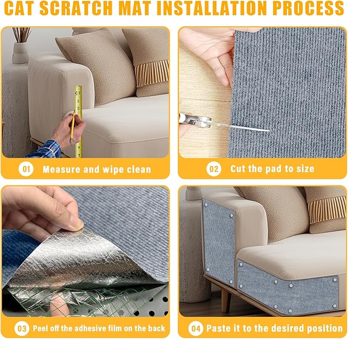 Cat Scratch Mat, 118.5"x17.4" Trimmable Self-Adhesive Cat Scratch Furniture - Image 6