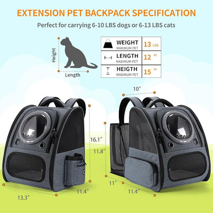 Bubble Cat Backpack Carrier, Expandable Cat Carrier Backpack, Breathable Pet - Image 2