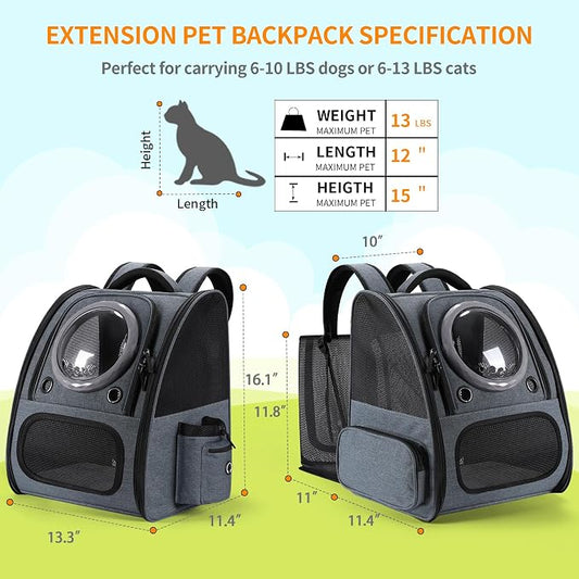 Bubble Cat Backpack Carrier, Expandable Cat Carrier Backpack, Breathable Pet - Image 2