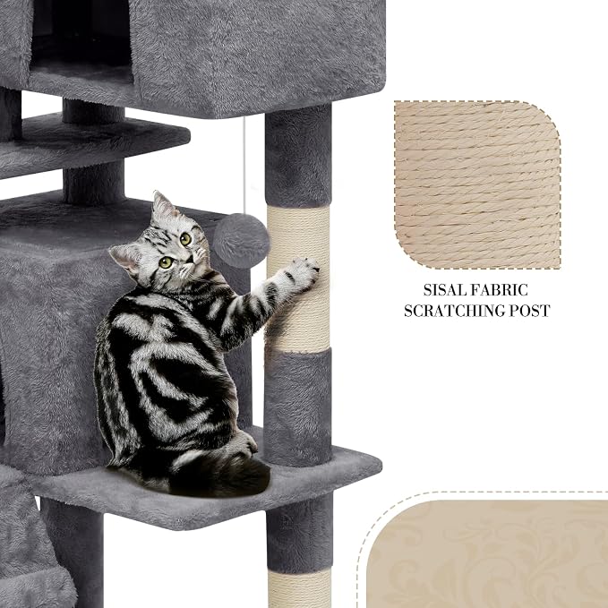 Athena Collection Cat Tree, 77 Inch Cat Tower - Image 6