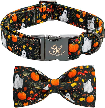 Elegant little tail Fall Dog Collars, Ghosts Pumpkin Print Halloween Pet Collar by Elegantlittletail