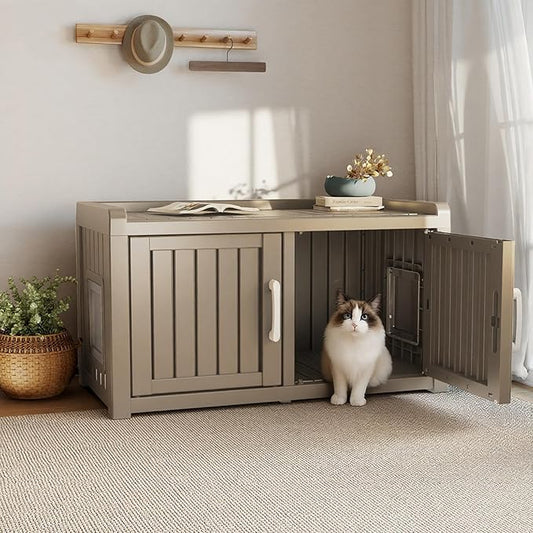 Cat Litter Box Enclosure Resin Hidden Cat Litter Box Furniture Multi-Functional - Image 2