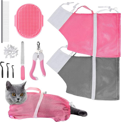 JULMELON Cat Washing Bag 10 PCS Set, Adjustable Cat Shower Net Bag and Pet by JULMELON