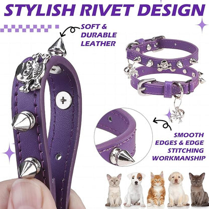 EXPAWLORER Leather Cat Collar for Girl Boy- Adjustable Pet Collar - Image 4