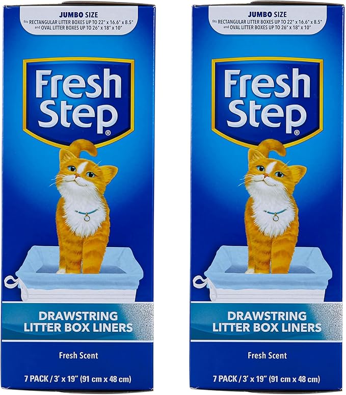 Fresh Step Jumbo Drawstring Cat Litter Box Liners, Scented Heavy Duty Kitty by FreshStep