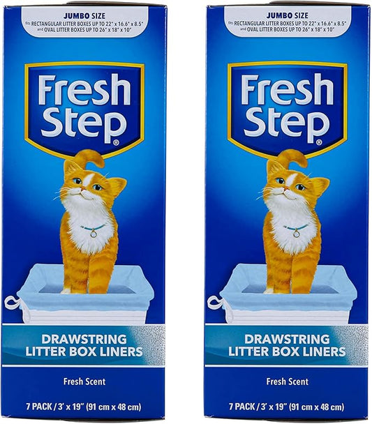 Fresh Step Jumbo Drawstring Cat Litter Box Liners, Scented Heavy Duty Kitty by FreshStep