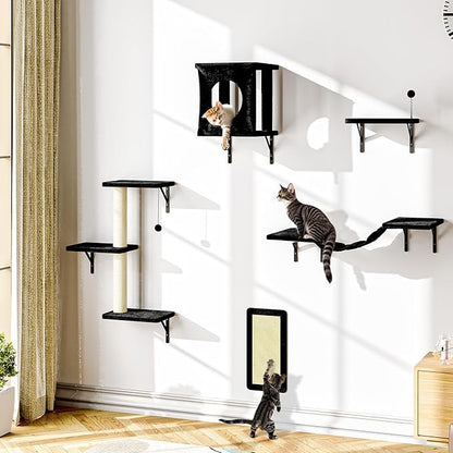 NUNU LAB Cat Wall Shelves Set, Scratching Post, Wall Shelves by NUNULAB