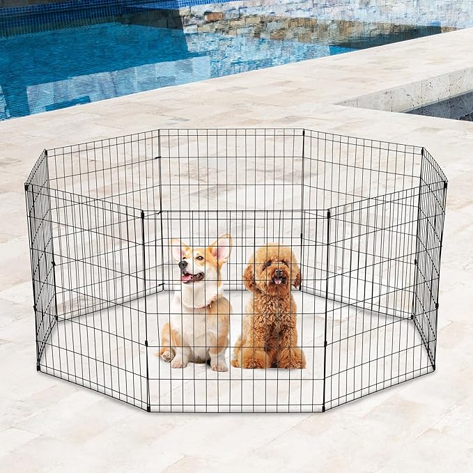 FDW 30 Inch Dog Pen 8 Panel Dog Playpen Indoor Outdoor Metal Puppy Pet Fence - Image 6