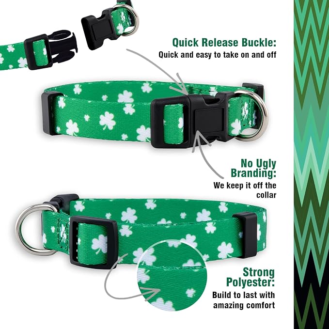 Native Pup St Patricks Dog Collar- Saint Patrick Green Shamrock Pet Collars- - Image 4