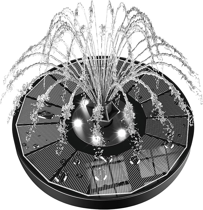 SZMP Solar Water Fountain Upgraded 100% Glass Panel, 3.5W Solar Powered by SZMP