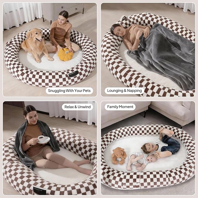 74"x50"x12" Human Dog Bed for Adults, Ultra Plush Waterproof Bean Bag Chair - Image 4