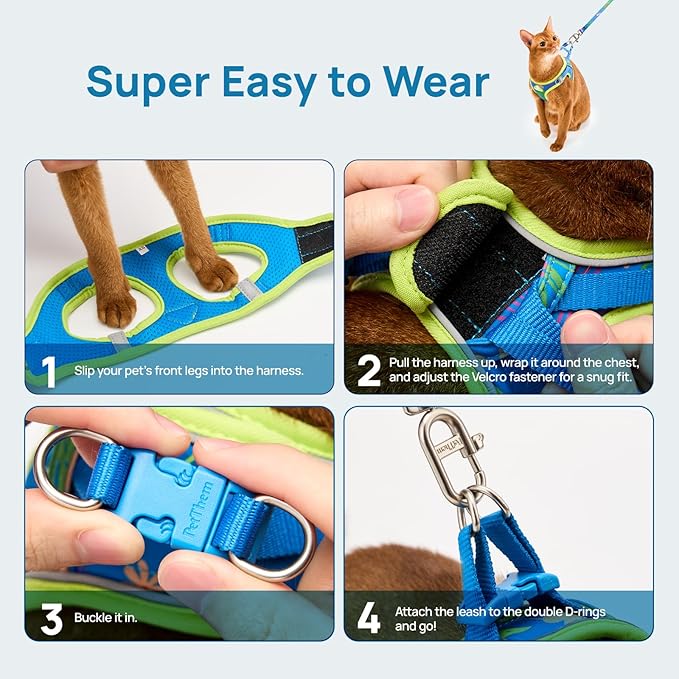 Cat Harness and Leash Set, Step-in Escape Proof Adjustable Vest Harness - Image 2