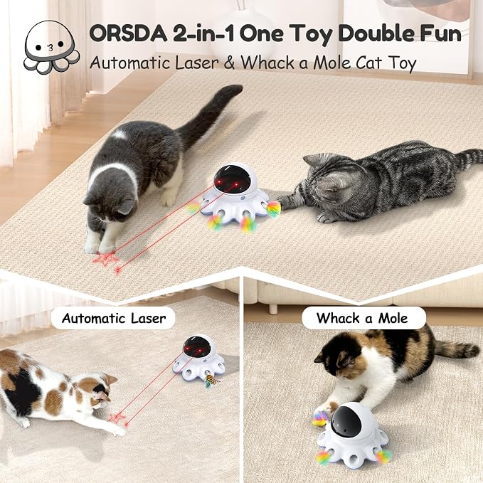 ORSDA Cat Laser Toy, 2-in-1 Interactive Automatic Motion Activated Moving 8 - Image 2