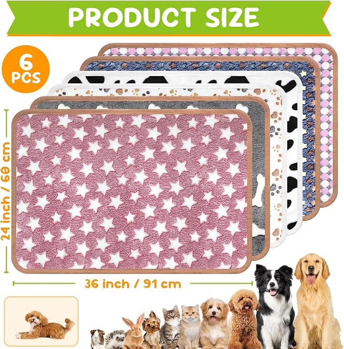 6 Pcs Dog Blanket Super Soft Pet Puppy Blankets Calming Dog Blankets - Image 2