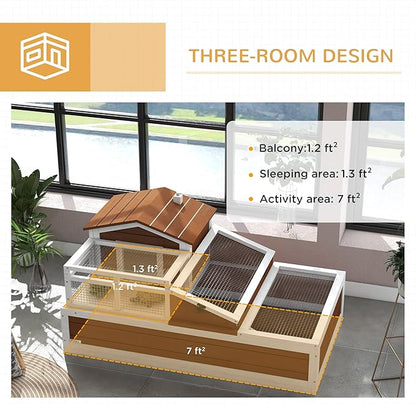 PawHut 3- Room Tortoise House Habitat - Image 3