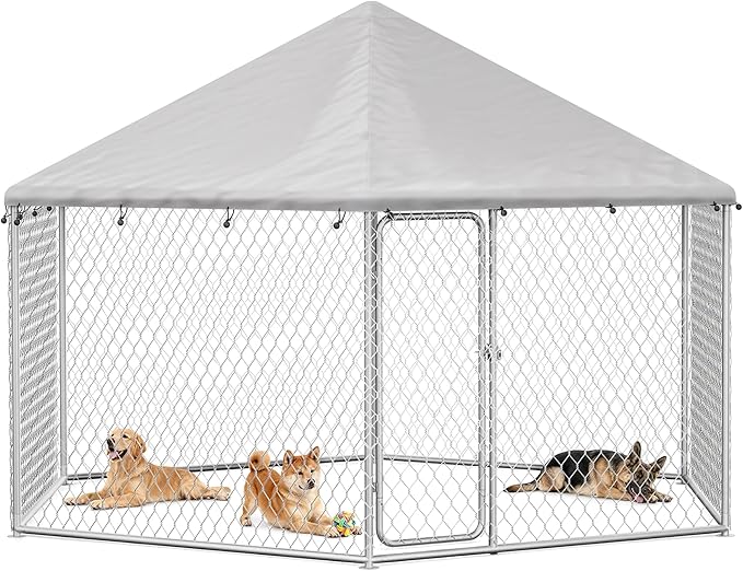 12x12 Outdoor Dog Kennel Outside Heavy Duty Dog Enclosure by docagt