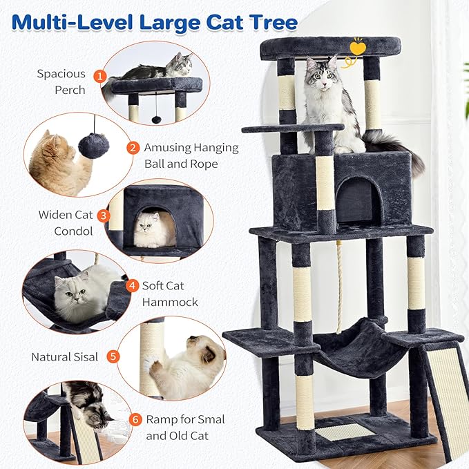 Cat Tree Tower 63in Multi-Level Cat Tower - Image 2