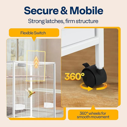 VIVOHOME 30 Inch Height Wrought Iron Bird Cage - Image 5