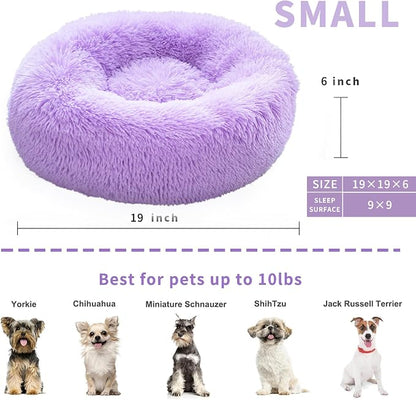 Calming Donut Dogs Beds for Small Dogs Washable, 19inch Fluffy Round Puppy Bed - Image 2