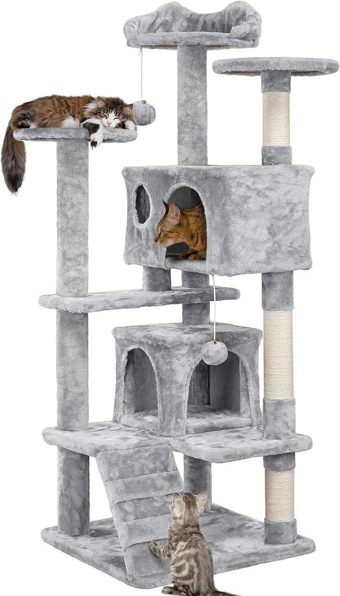 Yaheetech 54in Cat Tree Cat Tower w/Scratching Posts, Double Condos and by Yaheetech