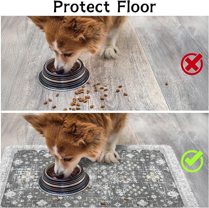 Pet Food Mats for Floor, Absorbent Dog Mat for Food and Water Dispenser Mat - Image 4