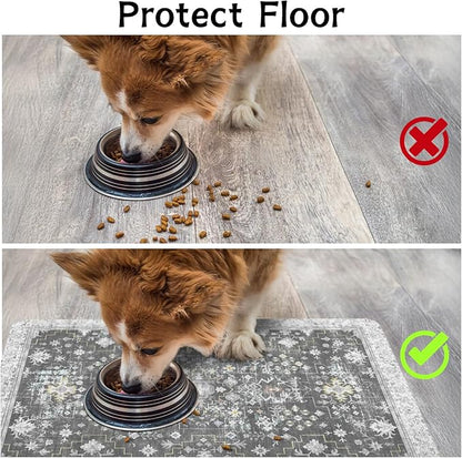 Pet Food Mats for Floor, Absorbent Dog Mat for Food and Water Dispenser Mat - Image 4