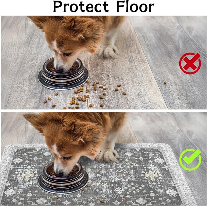 Pet Food Mats for Floor, Absorbent Dog Mat for Food and Water Dispenser Mat - Image 4