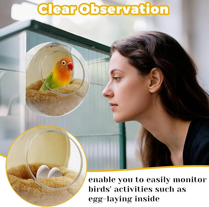 Bird Nest for Cage Bite-Resistant, Washable Clear Observation Small Bird House - Image 3