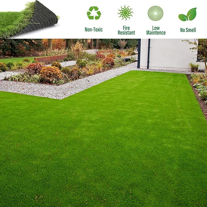Artificial Grass Rug Outdoor Indoor 9FTX44FT Fake Grass Carpet Green Synthetic - Image 7
