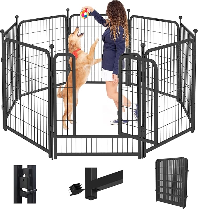 Dog Playpen, 40 inch 8 Panels Dog Fence Outdoor Heavy Duty Dog Pen by Jhsomdr