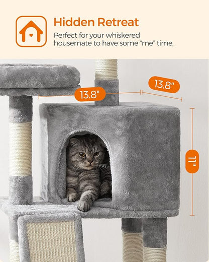 Feandrea Cat Tree, 45.3-Inch Cat Tower, Plush Condo - Image 4