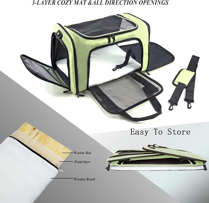 Soft Sided Carrier for Small Medium Cats Dogs, TSA Airline Approved Collapsible - Image 5