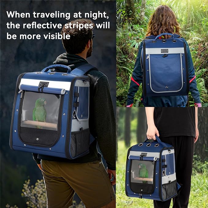 Petsfit Bird Carrier with Anti-Pecking Band, Bird Backpack Carrier with 2 Level - Image 8