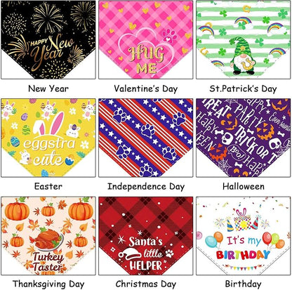 Weewooday 9 Pcs Holiday Dog Bandanas St' Patrick's Day Easter Bandanas Birthday - Image 3