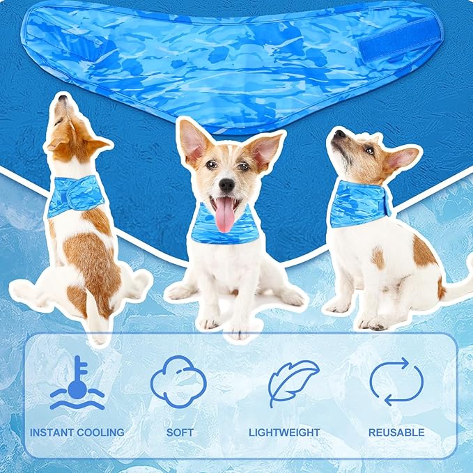 Talltalk 5 Pieces Dog Cooling Bandanas Neck Wraps Ice Scarf Pet Dog Cooling - Image 4